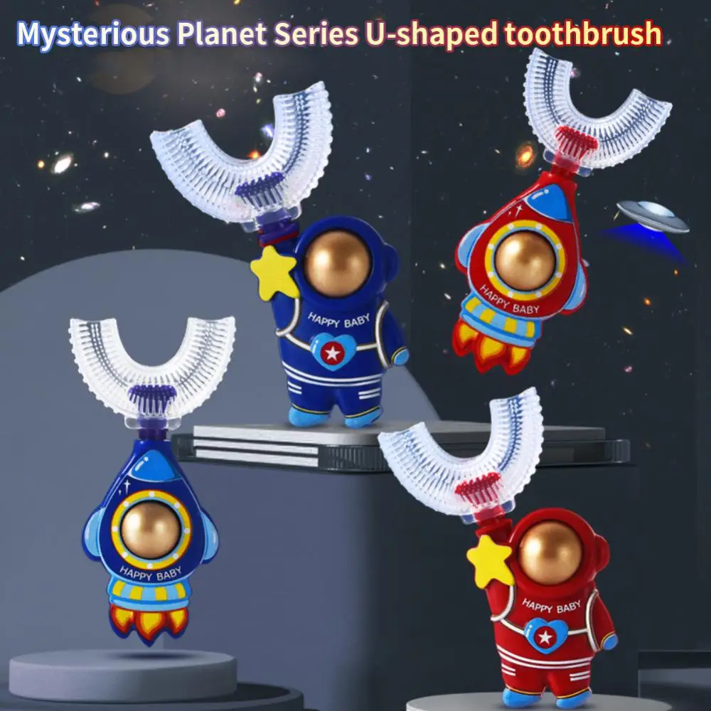 

Children Toothbrush U Shaped 360 Degree Toothbrush Astronaut Rocket Spaceman Manual Silicone Oral Care Cleaning