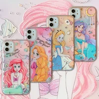 bandai disney new cartoon print kawaii princess phone case for iphone 13 12 11 pro mini xs max 8 7 plus x xr silicone soft cover