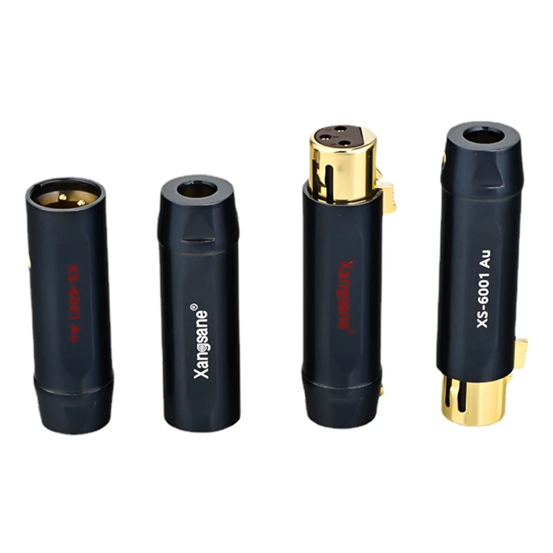 

4Pcs HiFi XLR Plug High-end Gold-plated Copper Connector 3 Pins XLR Connector for DIY Audio Balanced Cable Adapter