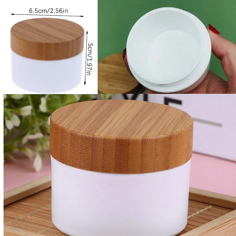 

PP Material Bamboo Cover 1PC Face Cream Bottle Lid Empty Lid Refillable Cosmetic Container Box Makeup Travel Containers