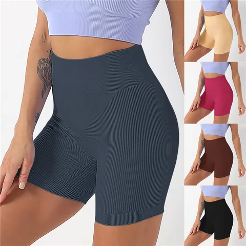 Seamless ribbed biker shorts - купить недорого | AliExpress
