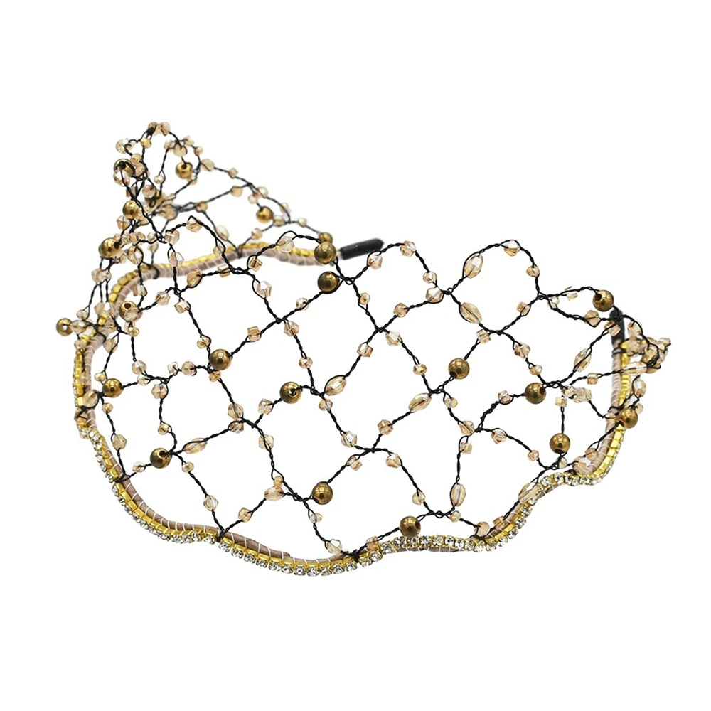 

2022 New Fashion Pearl Rhinestone Hairband Hair Cover Ladies Mesh Headband Hairband Turban Personality Headwear Friend Gift