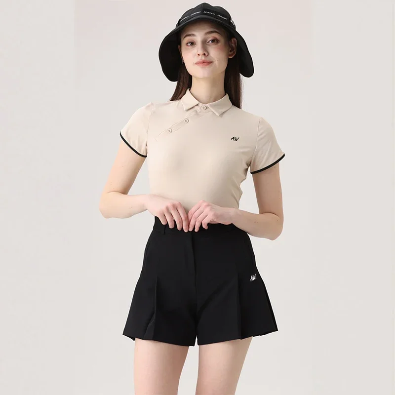 Azureway женская тонкая рубашка для гольфа с воротником-стойкой топы отдыха