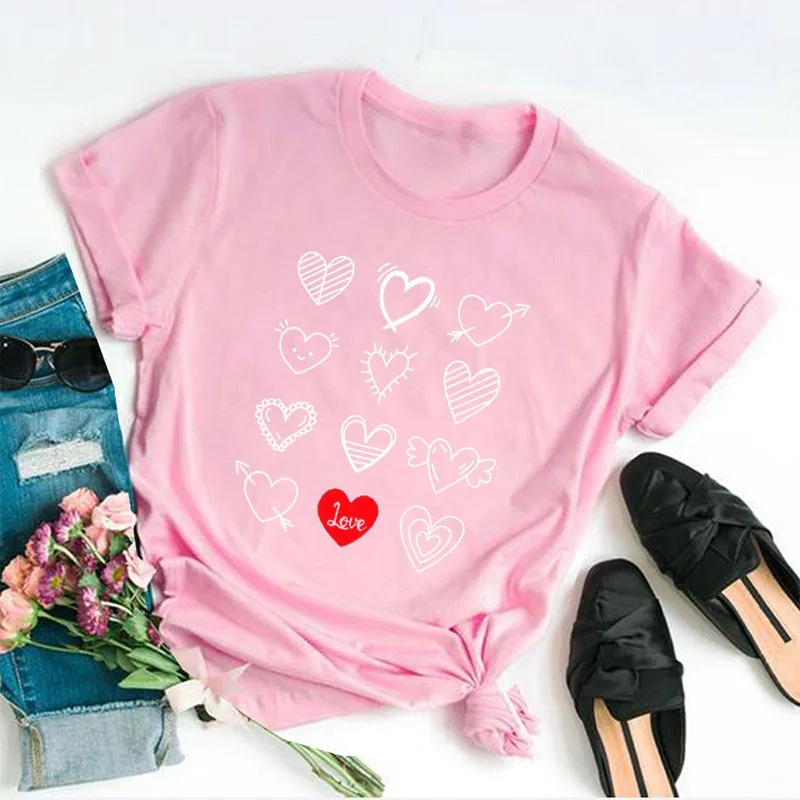 

Limited Edition Cute Heart shirts for women. Funny Girls Valentine 100% cotton graphic t shirts,14th February given to her Gift.