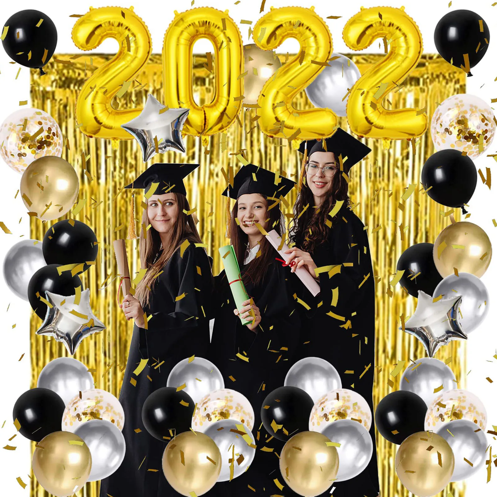 

2022 украшения для выпускного вечера, набор воздушных шаров с поздравлениями, градиентный баннер, фон, латексные строительные шары