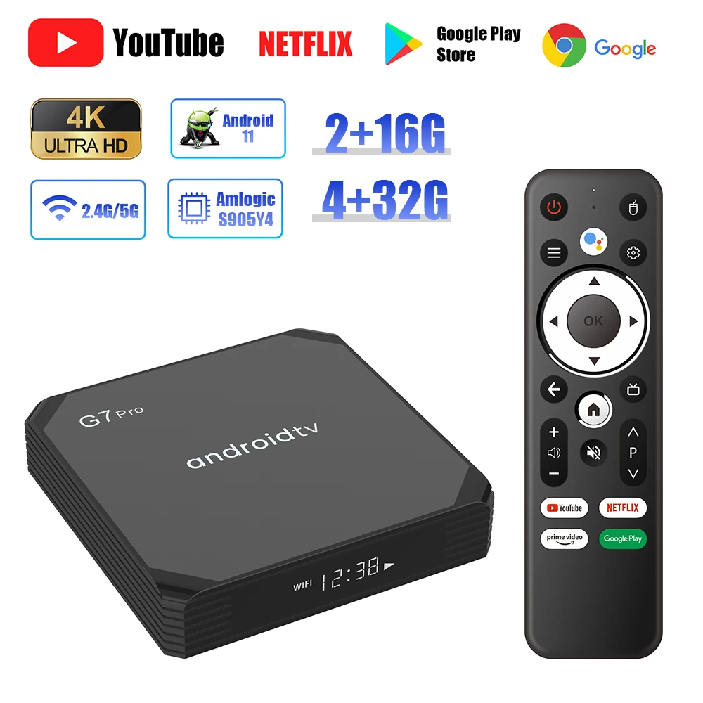 G7 Pro Smart ATV TV Box Android 11,0 Amlogic S905Y4 4K HDR медиаплеер 2,4G/5 ГГц WiFi Youtube Google Paly 4 Гб 64 Гб телеприставка