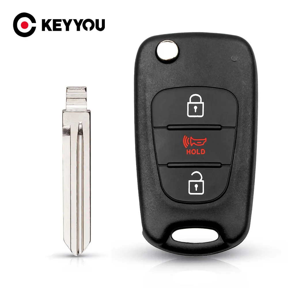 KEYYOU New 3 Buttons Flip Folding Remote Key Shell For HYUNDAI KIA SOUL Car Keys Blank Case Cover