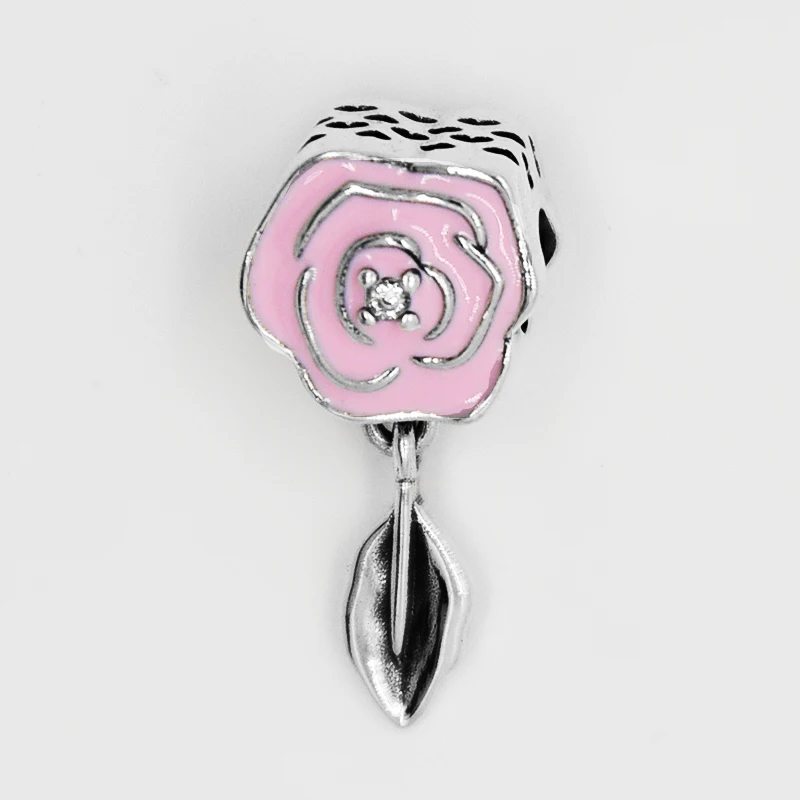 

Pink Flower 925 Sterling Silver European Charms Bead Fit Original Bracelets Chain Women Pendant Charm Beads Jewelry Making