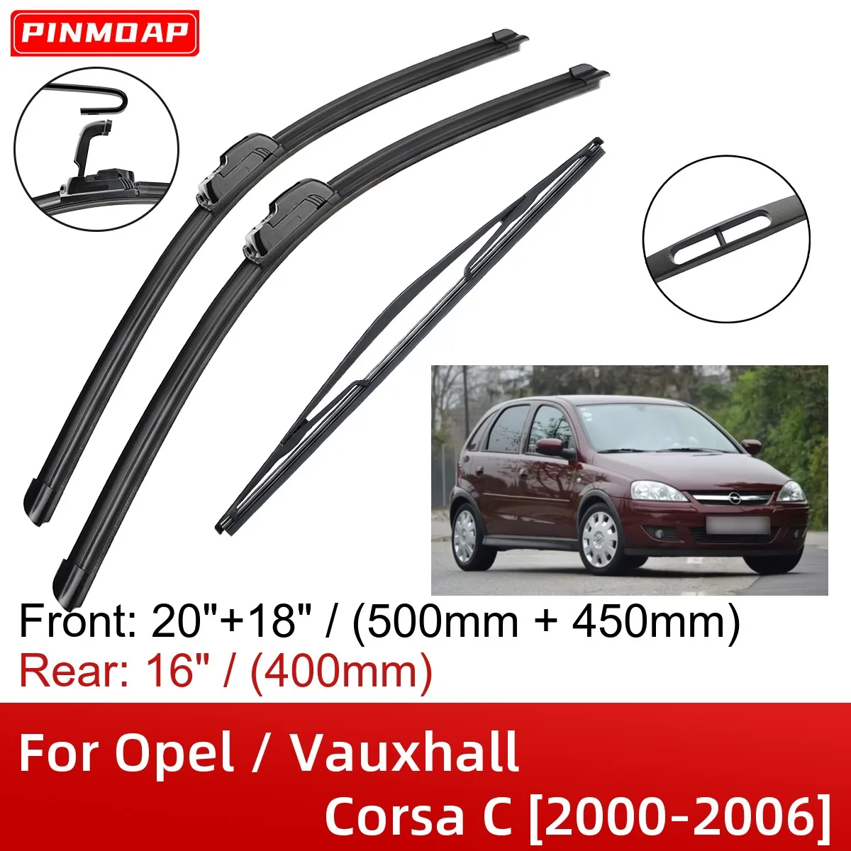 

Щетки стеклоочистителя Передние Задние для Opel Vauxhall Corsa C 2000-2006, 2002, 2003, 2004, 2005, 2006