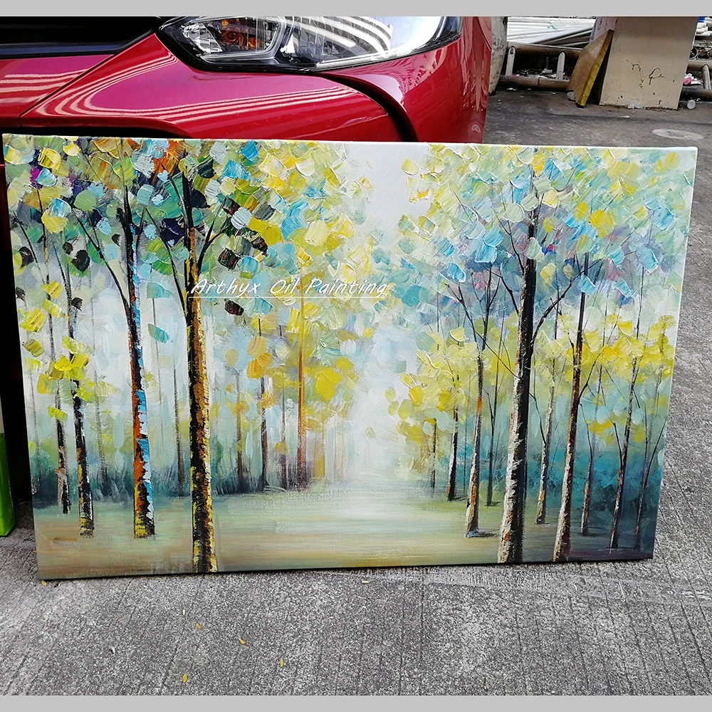 Arthyx большие ручная роспись ножей и деревьев пейзажная картина маслом на холсте