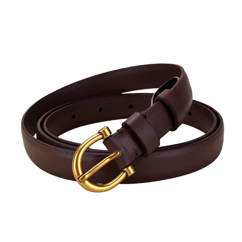 

Luxury Women's Full Grain Top Layer Cowhide Belt Leather Niche Designer Vintage Texture Belt Artistic Style Cowhide Belt