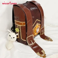 women girls cute brown pu leather bag backpack with accessory