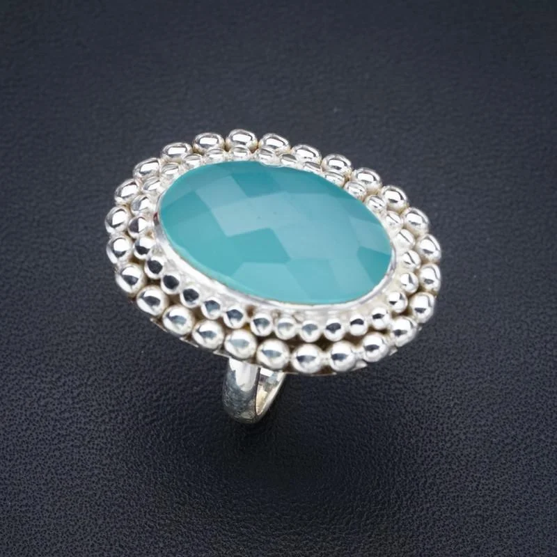 

StarGems Natural Chalcedony Handmade 925 Sterling Silver Ring 6.75 F1667