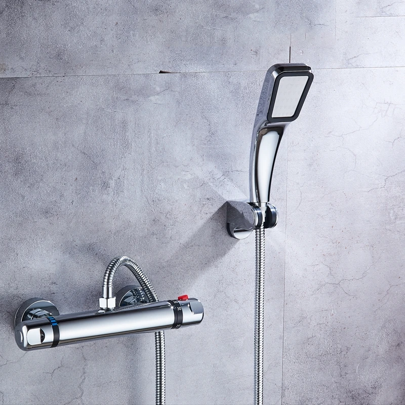 

Thermostatic Hot and Cold Mixing Water Faucet Shower Bathtub Control Valve Triple Sink Spray Shower Bathroom Triple Mixer Set