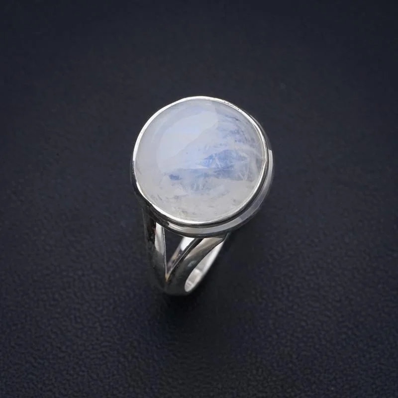 

StarGems Moonstone ручной работы 925 пробы Серебряное кольцо 8 F2751