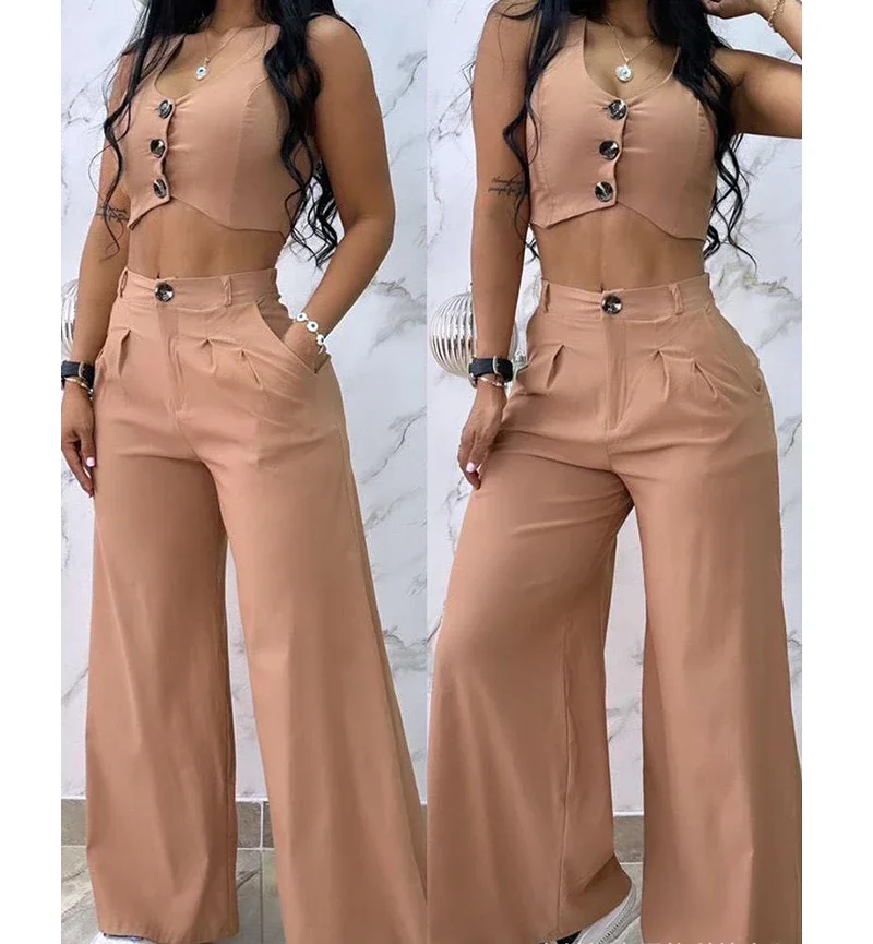 Сексуальные комплекты из двух предметов женские наряды жилет на пуговицах