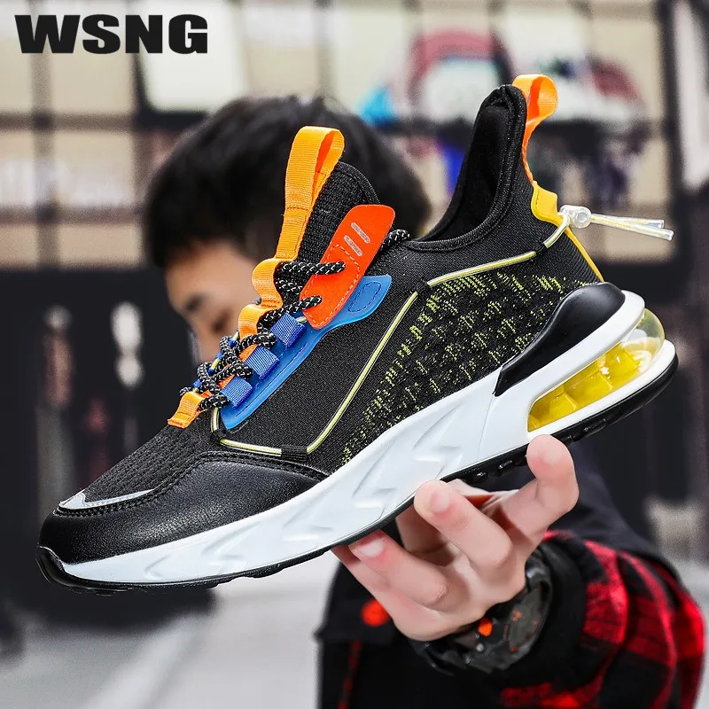 

WSNG Men's Shoes 2022 New Breathable Lightweight Flyknit Air Cushion Men's Sports Shoes Lightweight Trend Fashion Casual Shoes45