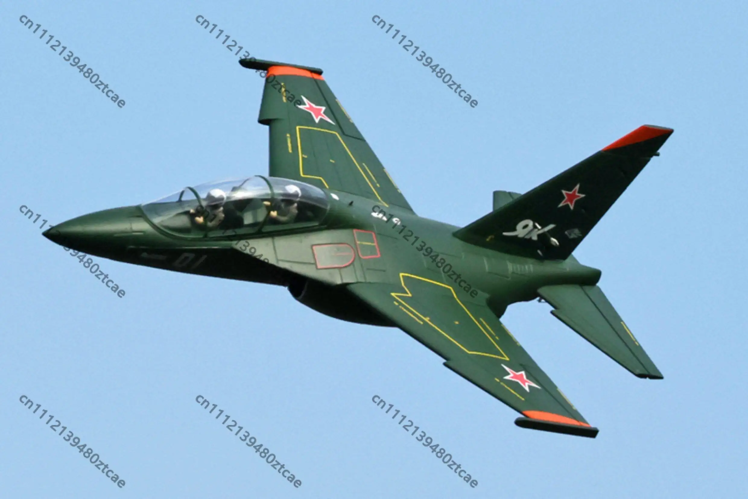 Фото Радиоуправляемый самолет Yak-130 с 70-мм EDF-турбиной, зеленый, 6S PNP, электрический, с 12-лопастным импеллером, тренировочный, с выдвижным шасси №4