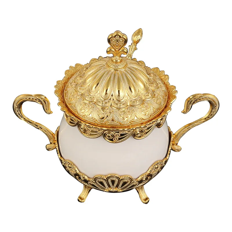 Европа Золотой/Серебряный Металл + керамический чай/кофе/сахар контейнеры для
