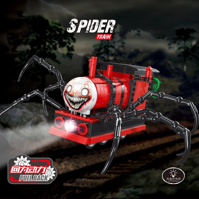 

Spider Train Cartoon Monster Steam Trains Moc Game Building Blocks Choo-Choo Charles HorrorsBricks Toys for Children