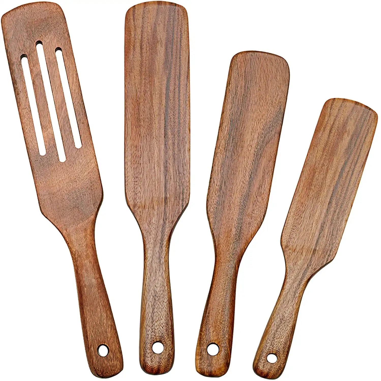

Deenee’s 4pc Spurtle Set, Kitchen Tools , Wooden Spoons for Cooking Utensils, Teak Wood Spatula Utensil Set