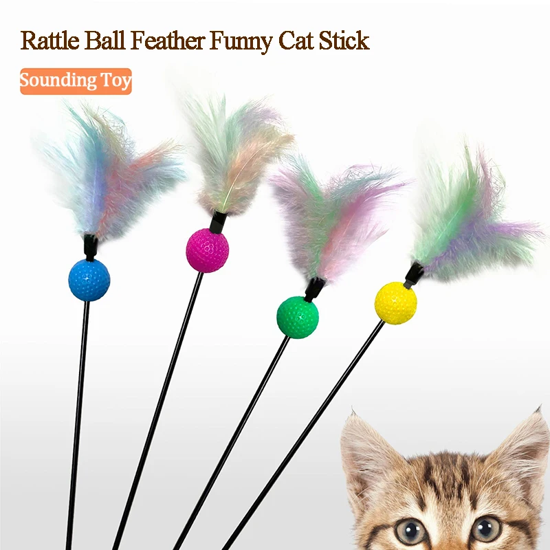 

Игрушки для кошек, Интерактивная игрушка с пером для домашних животных, рандомная игрушка, игрушка для котят с колокольчиком, товары для кош...