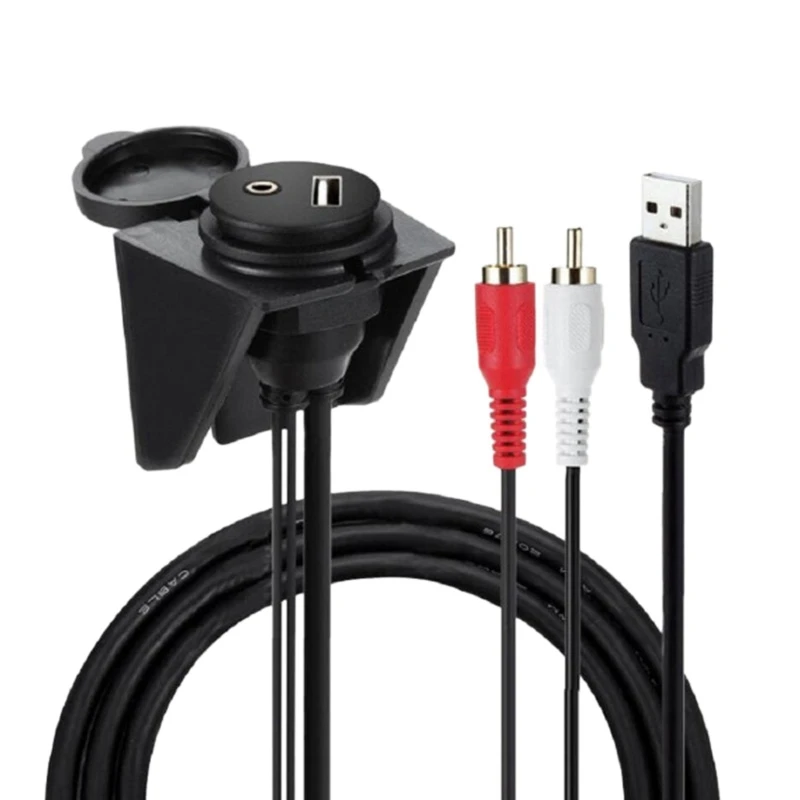 

Waterproof USB 2.0 RCA Flush Mount Cable 3 TF USB 3.0+2 RCA to USB+3.5mm Female AUX Extension Cable for Ship Yacht Car