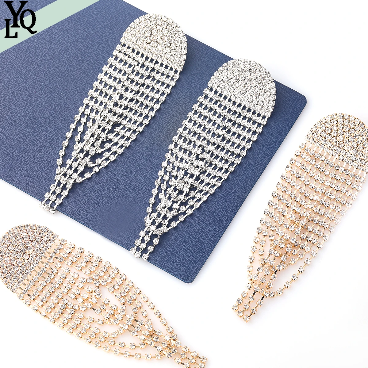 

Elegant and Luxurious Geometric Tassel Women's Earrings with Rhinestones In The Chain for Banquet Jewelry Accessories