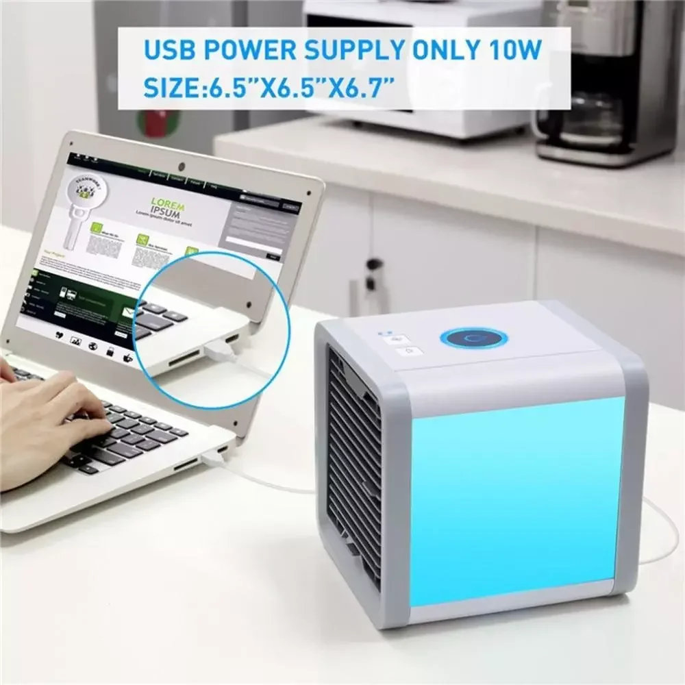 Fans 7 Lights Mini Air Conditioner Device USB Air Cooler Humidifiers Purifier Table Fan For Home Bedroom Office Refrigerating enlarge