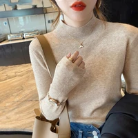 casual women turtleneck sweater long sleeve pullover loose knitted jumper bottoming shirt 2022 new trendy winter spring clothes
