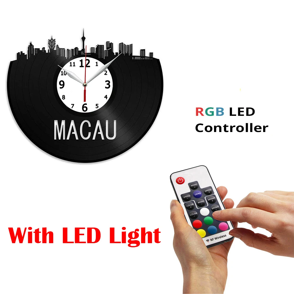 

Виниловые Настенные часы с изображением пейзажа Макао, домашний дизайн, украшение для стены, подарок, художественное украшение, подарок на ...