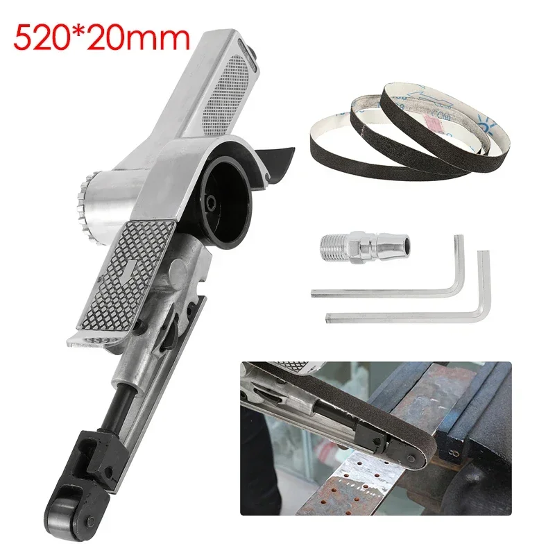 520*20 Мм Пневматическая Ленточная Шлифовальная Машина С Набором Из 3 Шлифовальных