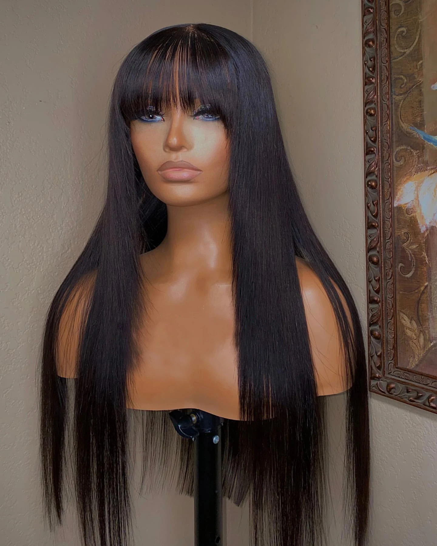 Straight Wig With Bangs Fringe Bob Human Hair Wig With Bangs For Women Brazilian Remy Hair Glueless Full Machine Made With Bangs