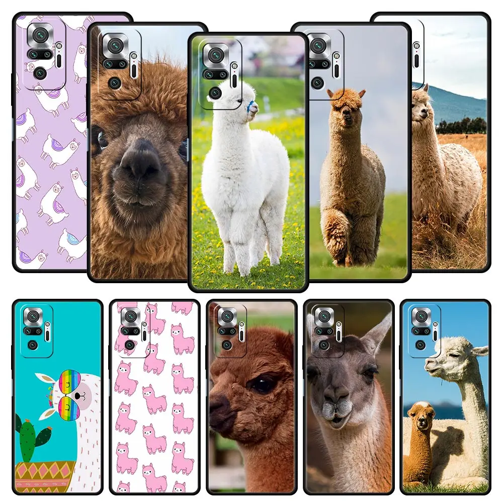 

Llama Alpacas Animal Cute Phone Case For Xiaomi Redmi Note 10 11 9 8 Pro 10S 9S 7 8T 9T 9A 8A 9C K40 Gaming 11T 5G Soft Cover
