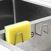 4 pcs kitchen stainless steel sink sponges holder strong self adhesive drain drying rack kitchen wall hooks accessories storage