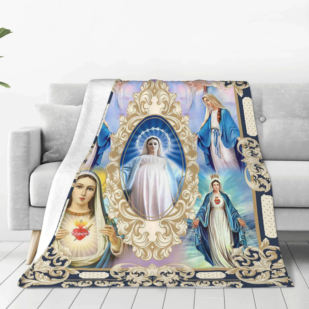 

Virgin Mary Christian Catholic Blanket Our Lady of Guadalupe Flannel Throw Blanket Home Couch Soft Air Conditioning Bedspread