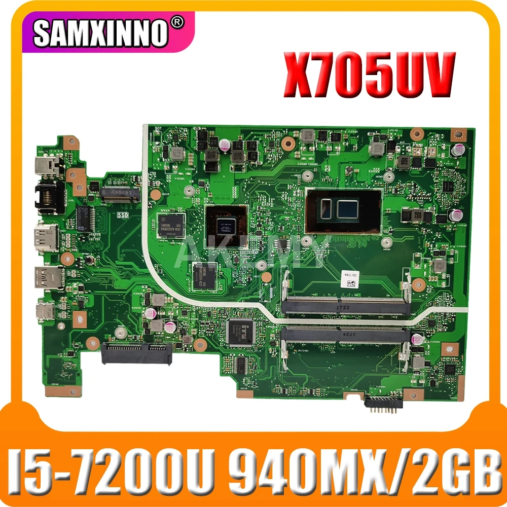 

X705UQ Mainboard For Asus Vivobook 17 X705U X705UQ X705UV X705 Laptop motherboard I5-7200U 940MX /2GB 90NB0EW0-R00050