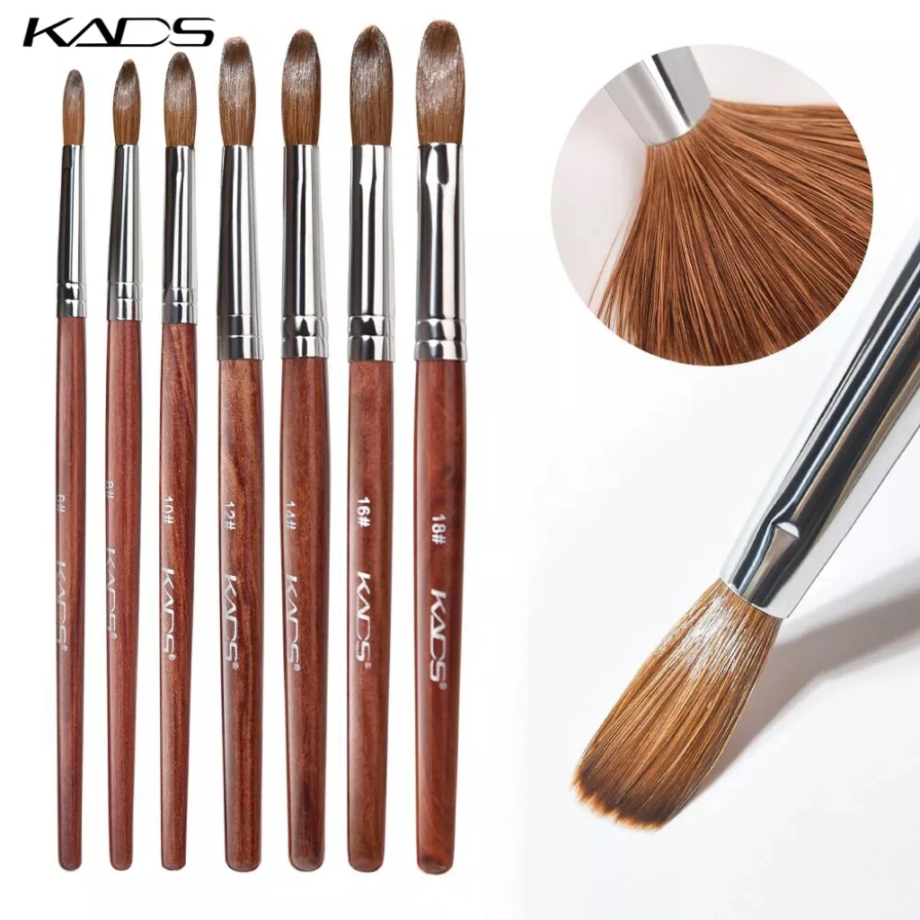 

KADS Kolinsky Acrylic Nail Brush Crimped Professional Acrylic Application Nail Extention Flower Carving No. 6 8 10 12 14 16 18