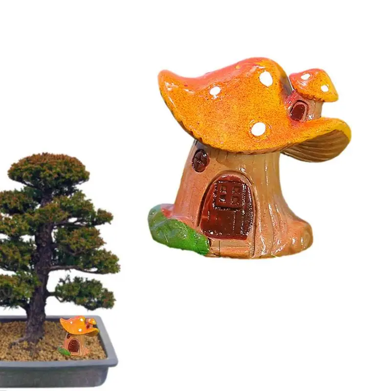 

Creative Mini Resin Craft Garden Mushroom Figurines Flower Fairy Mushroom House Plant DecorationLandscape Ornaments