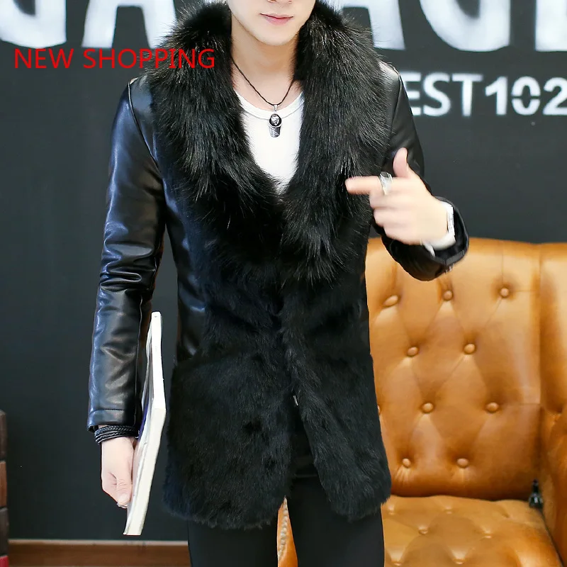 Men Parka Fake Fur Parka Men Fashion Winter Jacket Fluffy Raccoon Fur Hooded Coat Cotton Lining Jackets Man Warm Fur Coats 2023