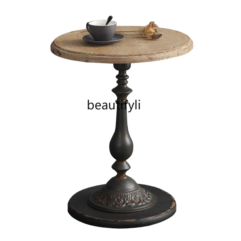 

zqAmerican Retro Small Coffee Table Side Table Balcony Small round Table Corner Table Sofa Creative Combination Coffee Table