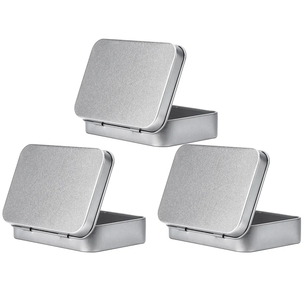 

3pcs Home Tinplate Boxes Tinplate Gift Boxes Desktop Storage Holders (Silver)