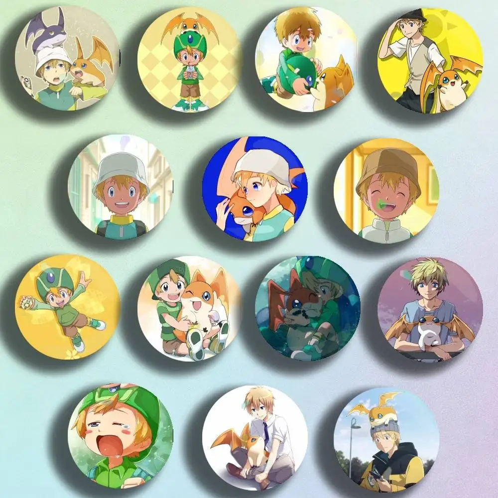 Фото Лазерный значок Digimon Takaishi Takeru: креативная брошь-значок для сумок, одежды, головных уборов, декор, подарки для фанатов и коллекционеров №1