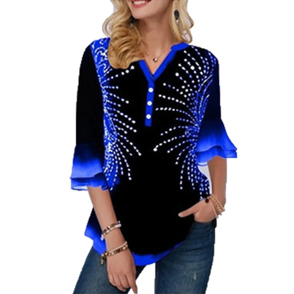 

Женская футболка весна-лето 2021 Новинка модный принт рукав 3/4 Повседневный мягкий удобный тонкий Топ большого размера