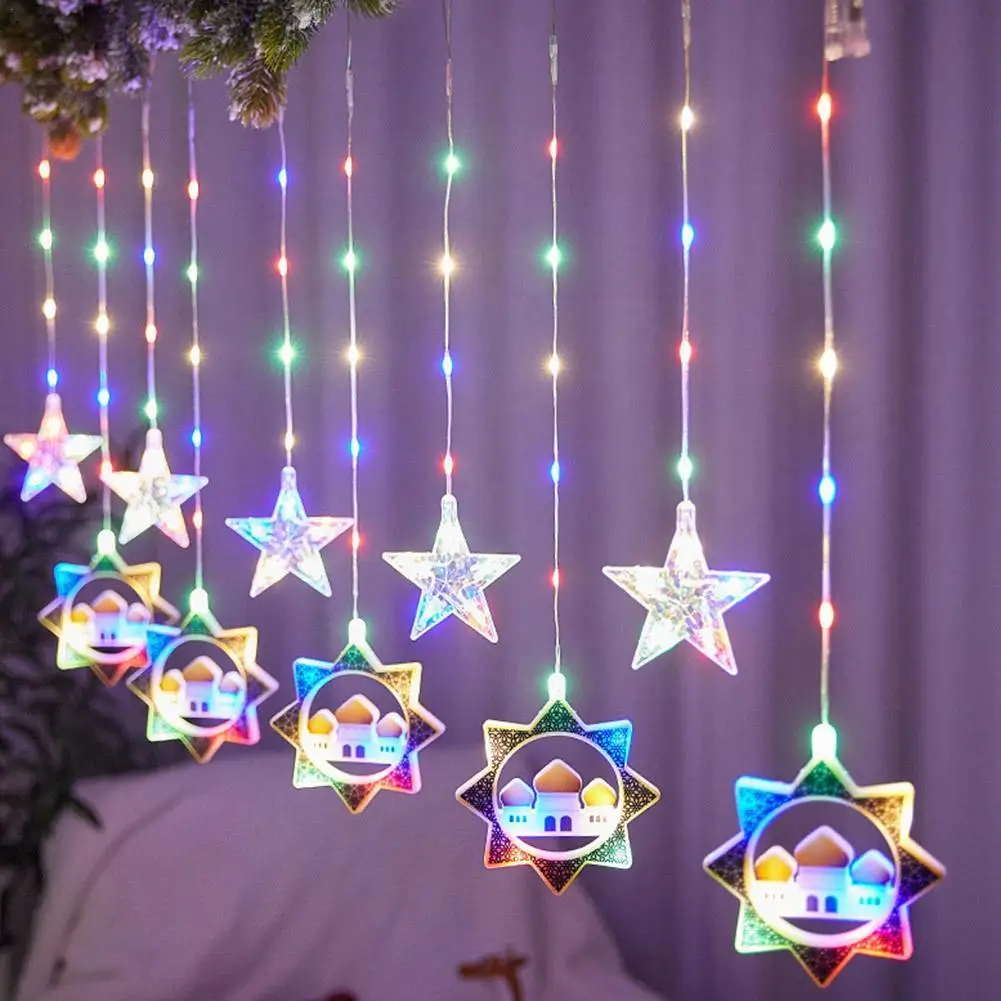 

Светодиодный гирлянда-занавеска, светильник EID Mubarak Рамадан, вечерние декор, мусульманское украшение, мусульманское событие, водонепроница...