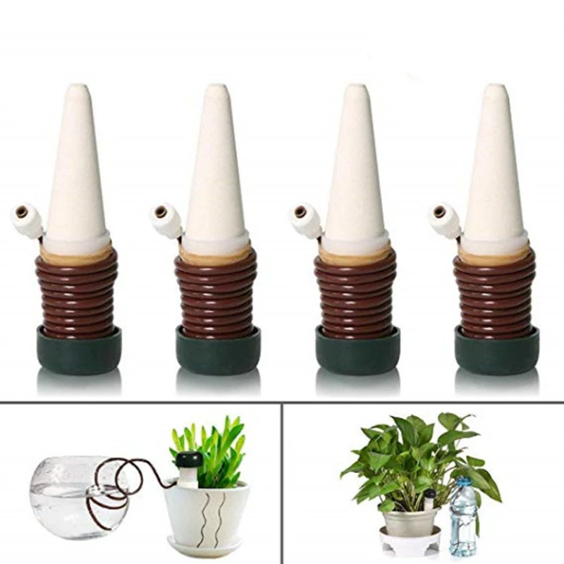 4Pcs Ceramic Self Watering Spikes Automatic Plant Drip Irrigation Water Stake For Garden Vegetable Garden Drip Watering System
