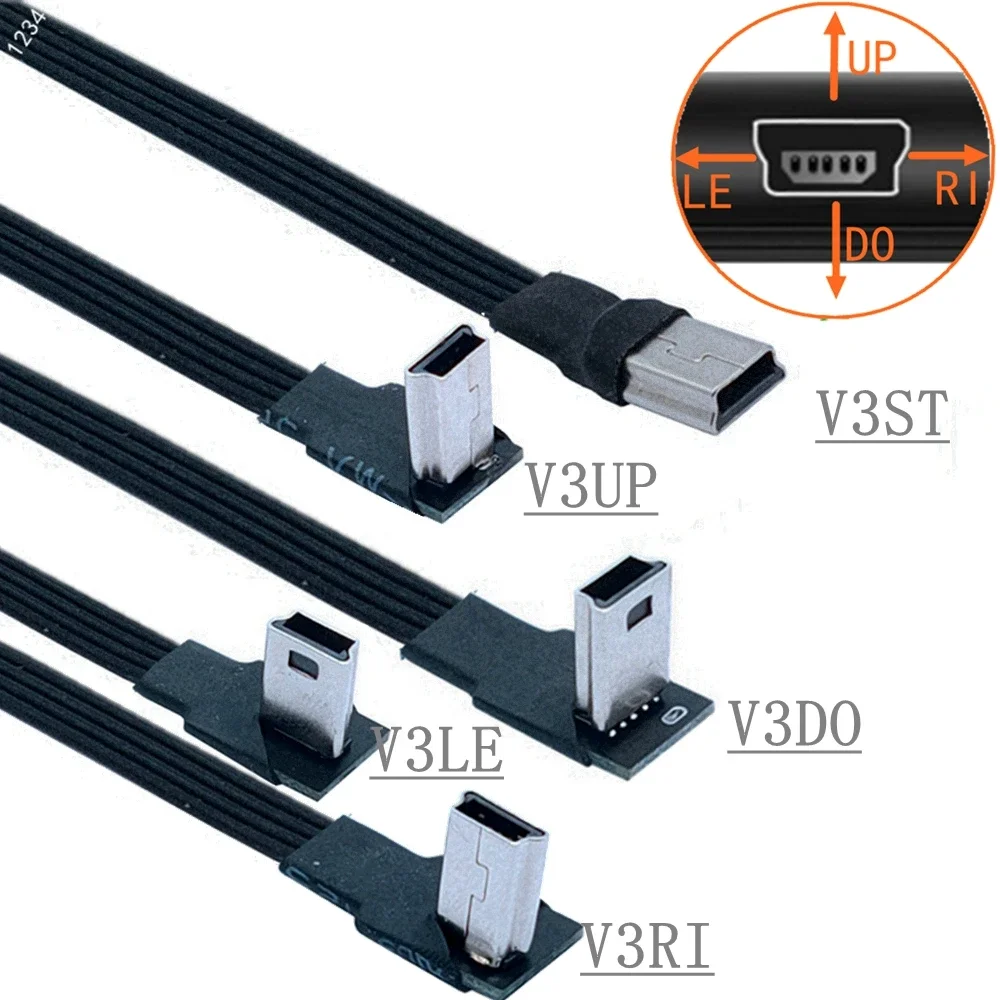 5 см 10 Mini USB B Тип 5-контактный разъем прямой левый угол 90 ° Кабель для передачи
