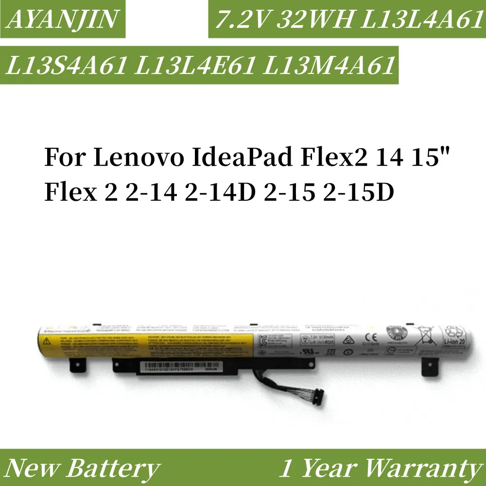 

L13L4A61 7.2V 32WH Battery for Lenovo IdeaPad Flex2 14 15" Flex 2 2-14 2-14D 2-15 2-15D L13S4A61 L13L4E61 L13M4A61 L13M4E61