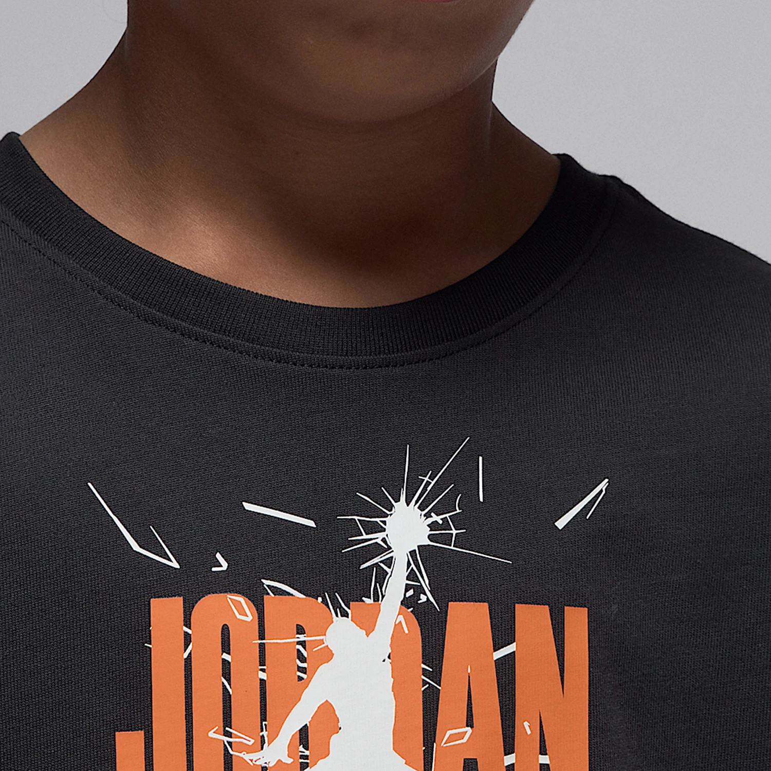 Фото Оригинальная детская трикотажная рубашка Nike JORDAN с круглым вырезом и короткими рукавами, повседневная, IO3252-034 №3
