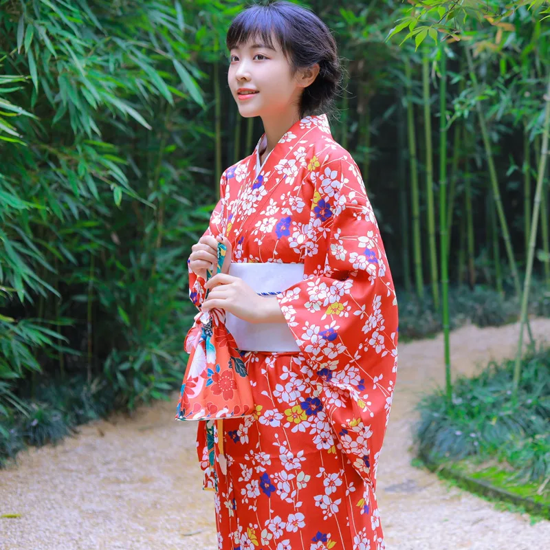 Юката Женская Японская Традиционная Пижама 2022 Весна Новая Розовая Печать Сакуры Длинный Кимоно для Косплея Гейши на Вечеринке и для Фотосессии.